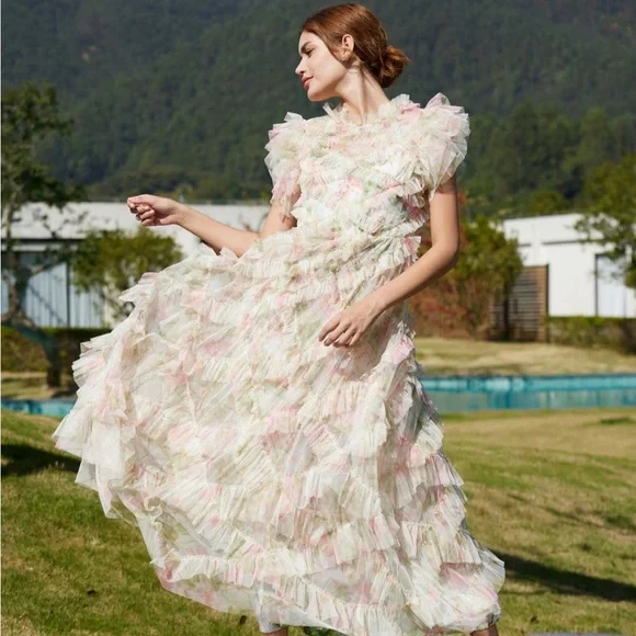 Pink Cap Sleeve Maxi Dress - Picture 2 of 13